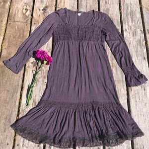 Boho grey crinkle dress